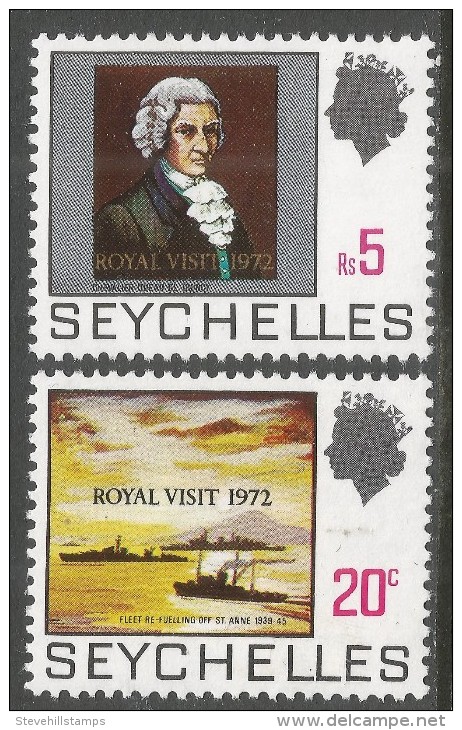 Seychelles. 1972 Royal Visit. MH Complete Set. SG 306-307 - Seychelles (...-1976)