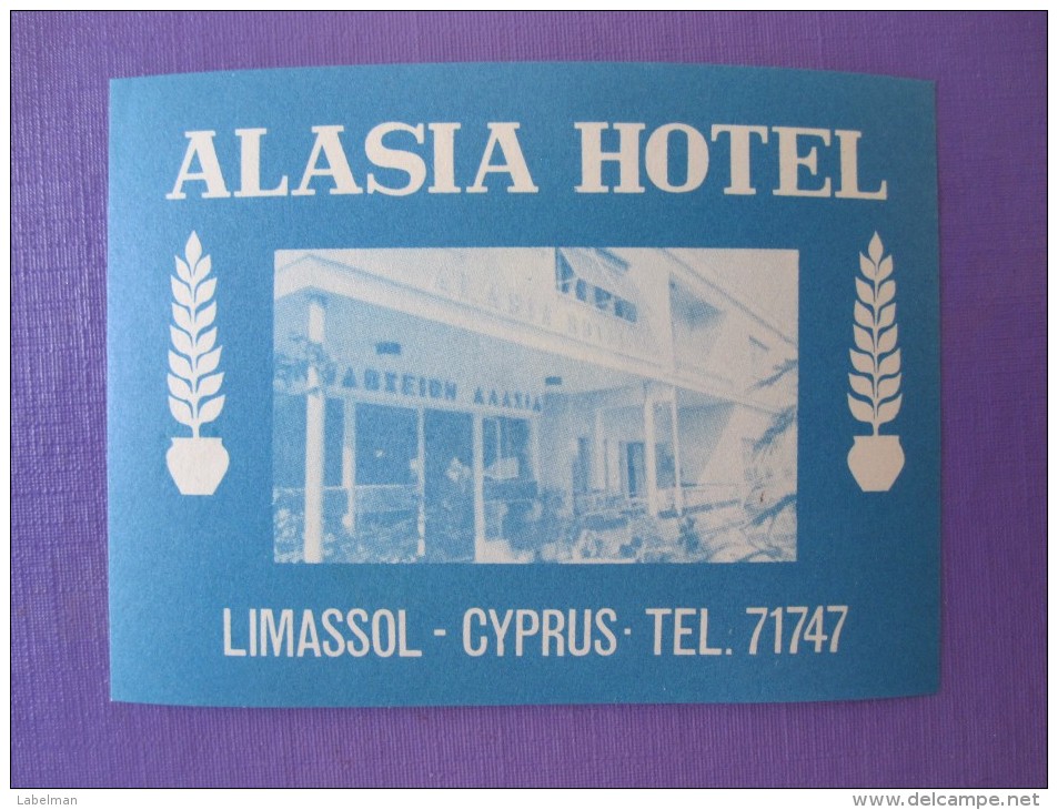 HOTEL PENSION MOTEL HOUSE RESIDENCE INN ALASIA LIMASSOL CYPRUS STICKER DECAL LUGGAGE LABEL ETIQUETTE AUFKLEBER - Etiketten Van Hotels
