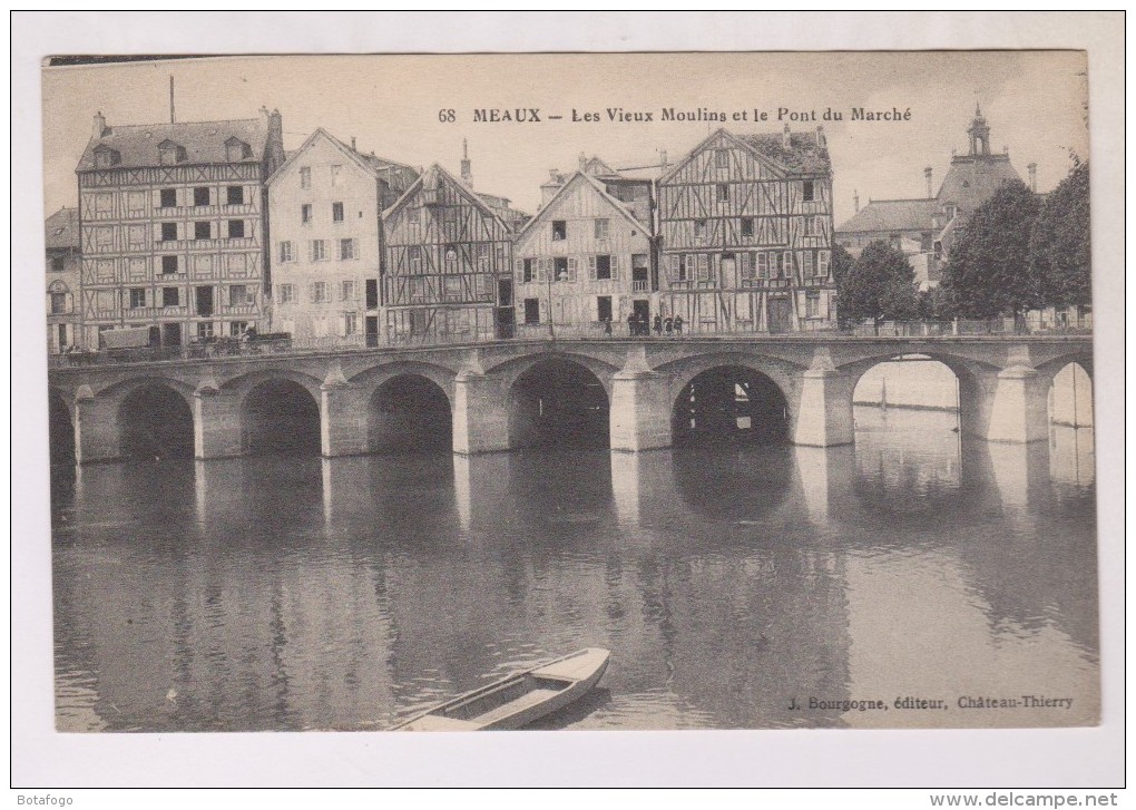 CPA DPT 77 MEAUX, LES VIEUX MOULINS ET LES PONTS DU MARCHE En 1912!! (voir Tampon Militaire) - Meaux