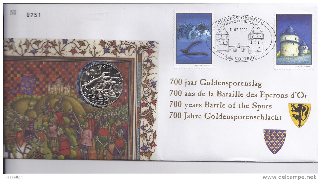 Belgie - Belgique Numisletter 3088/89 700 Jaar Guldensporenslag  2002 - Numisletters