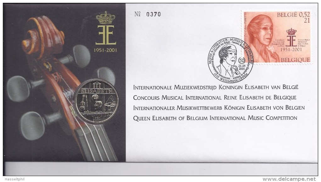 Belgie - Belgique Numisletter 2992 Muziek En Literatuur - K. Elisabeth Muziekwedstrijd 2001 - Numisletters