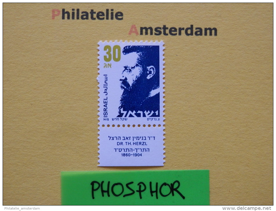 Israel 1986-92, 30 Ag / PHOSPHOR / THEODOR HERZL: Mi 1022, Type Y, ** - Ongebruikt (met Tabs)