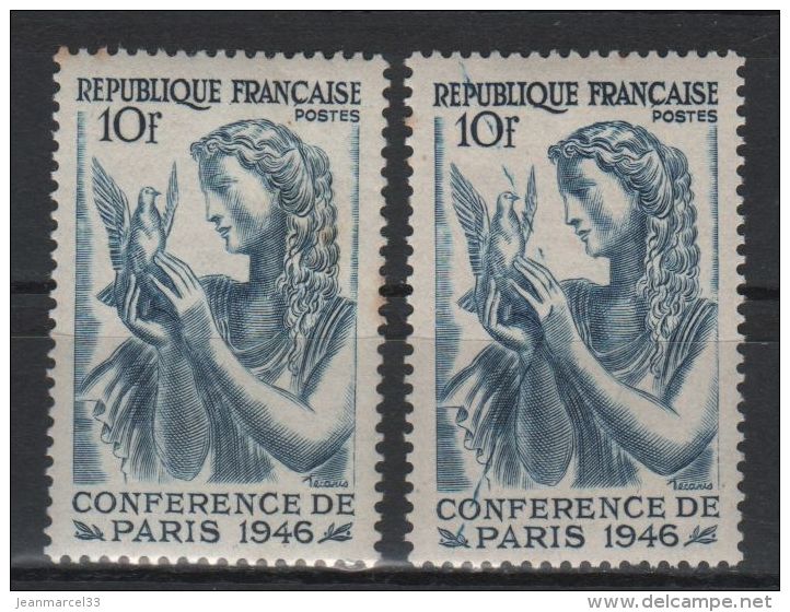 Variété Du  N° 762 Neufs Avec Trace De Charnière, Trait Discontinu Bleu Du P De République Jusqu'au O De Conférence - Lettres & Documents