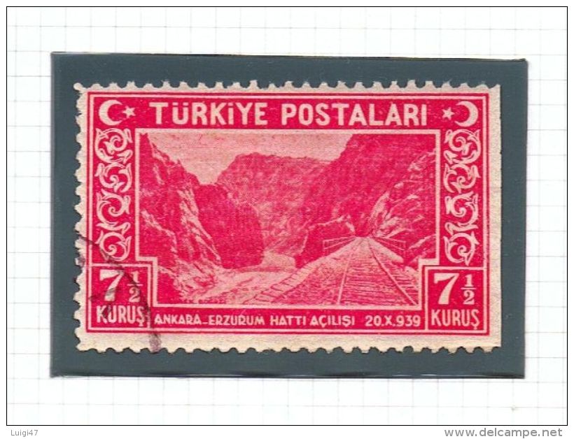 1939 - Inaugurazione Ferrovia Ankara-Erzurum - N° 920 - Oblitérés