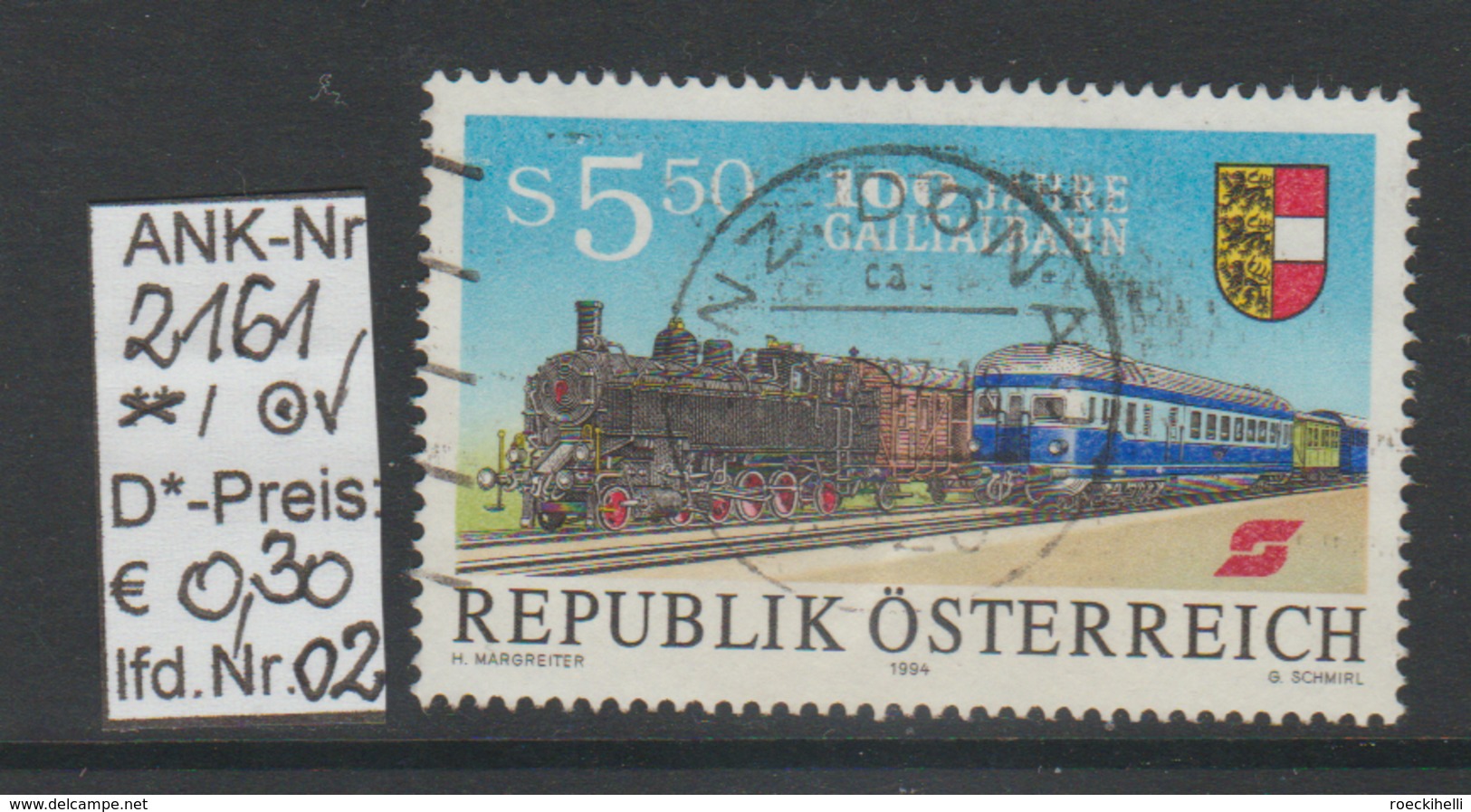 17.6.1994  -  SM  "100 Jahre Gailtalbahn"  -  O  Gestempelt  -  Siehe Scan  (2161o 01-03) - Used Stamps