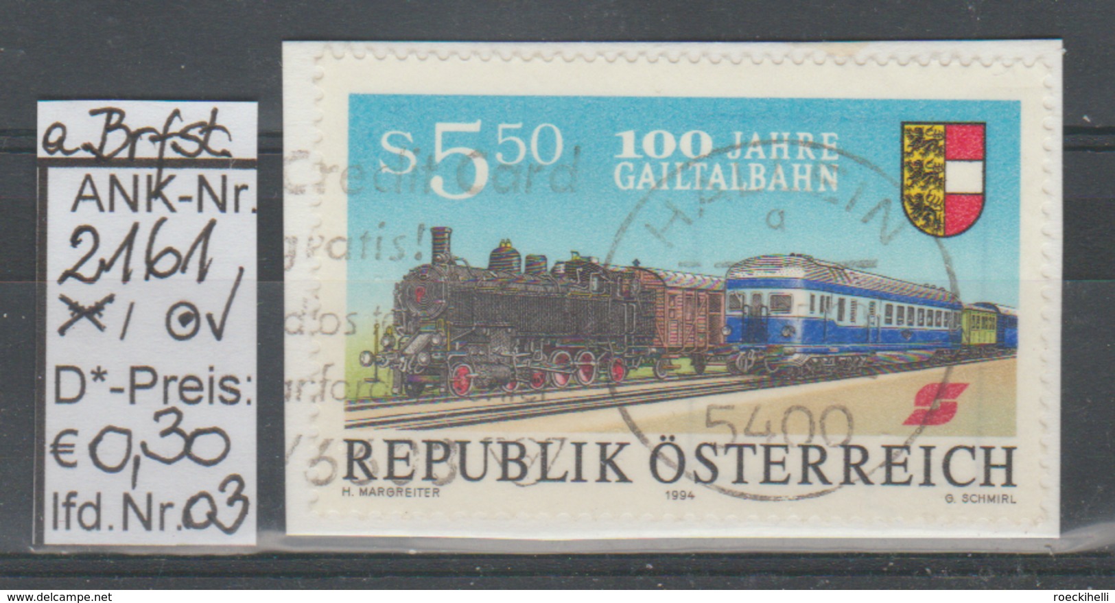 17.6.1994  -  SM  "100 Jahre Gailtalbahn"  -  O  Gestempelt  -  Siehe Scan  (2161o 01-03) - Oblitérés