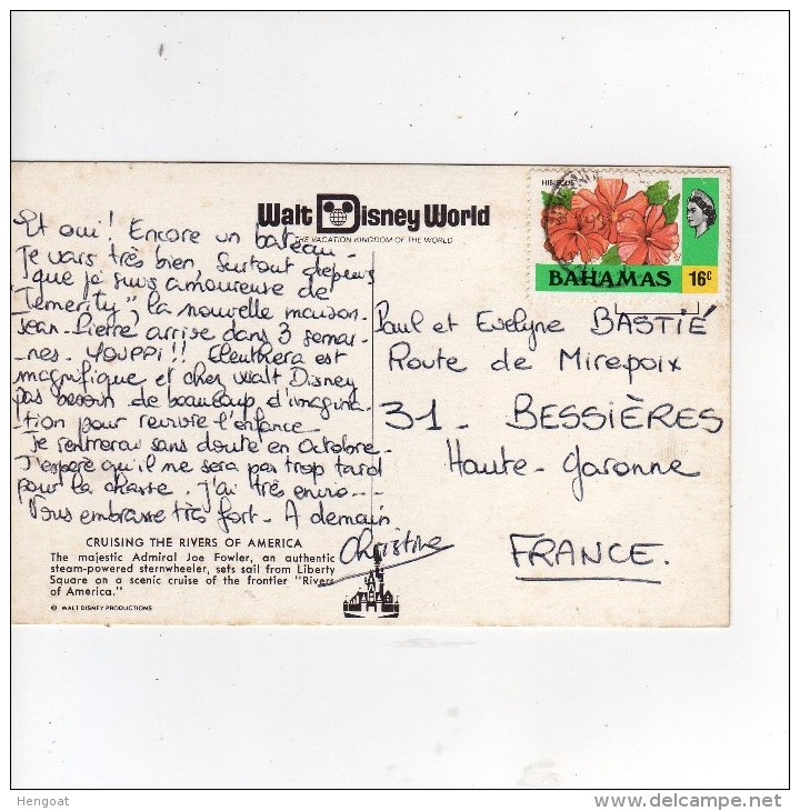 Beau  Timbre  " Fleurs , Hibiscus " / Carte , Postcard  Pour La France - Bahamas (1973-...)