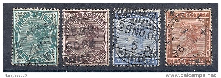 140019434   INDIA  ING.  YVERT  Nº  33/35/37/38 - 1858-79 Kronenkolonie