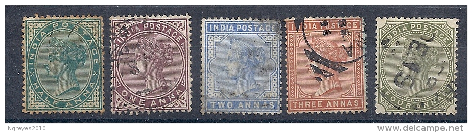 140019435   INDIA  ING.  YVERT  Nº  33/35/37/38/39 - 1858-79 Compagnie Des Indes & Gouvernement De La Reine