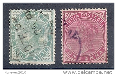 140019443   INDIA  ING.  YVERT  Nº  53/4 - 1858-79 Compañia Británica Y Gobierno De La Reina