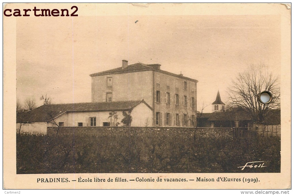 PRADINES CARTE VOYAGEE EN BALLON CONCOURS DE BALLONNETS ECOLE LIBRE DE FILLES COLONIE DE VACANCES - Other & Unclassified