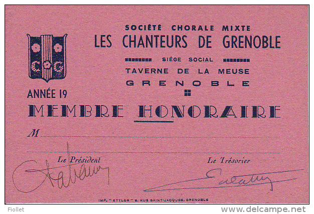 GRENOBLE. MUSIQUE. LYRIQUE.SOCIETE CHORALE LES CHANTEURS DE GRENOBLE - Non Classés