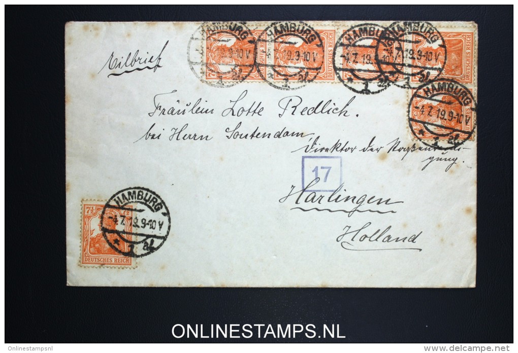 Germany Eilbrief Hamburg To Harlingen Holland,  Strip Of 4 - Briefe U. Dokumente