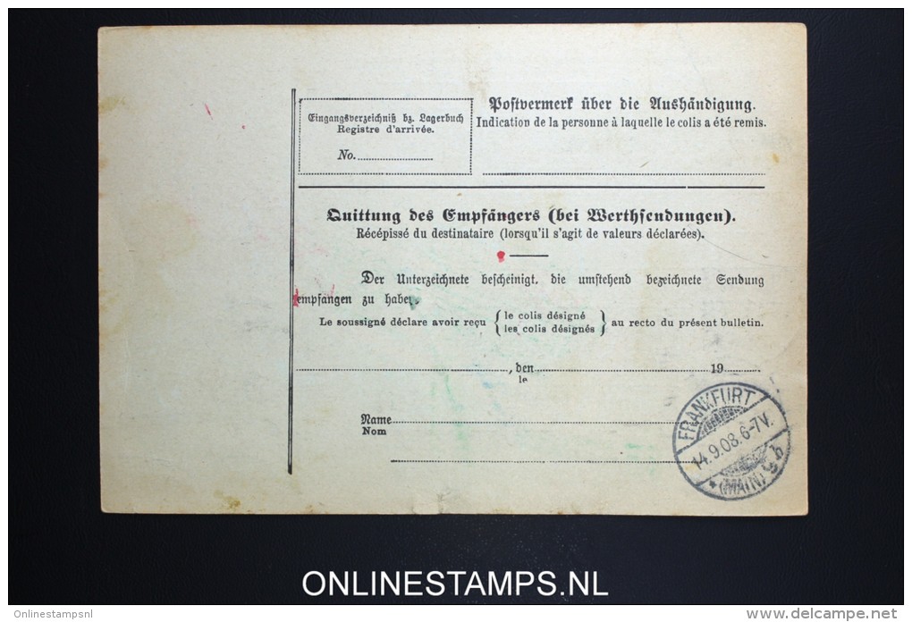 Germany    Paketkarte  Forst (Lausitz)   -&gt; Zürich  1908 - Storia Postale