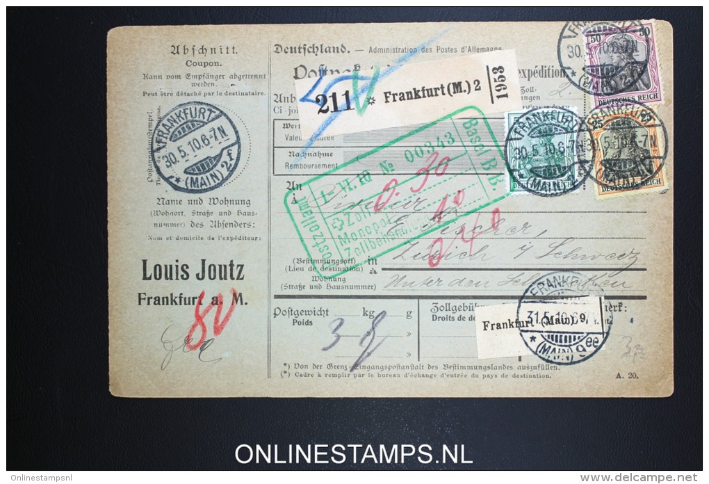 Germany  Paketkarte Frankfurt To Zürich Schweiz 1910 - Briefe U. Dokumente