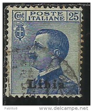 LIBIA 1912 - 1915 SOPRASTAMPATO D´ITALIA ITALY OVERPRINTED CENT. 25 USATO USED OBLITERE´ - Libya