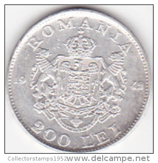 5963A  Romania Roumanie Rumänien 200 Lei ,1942 , 6 Gr. 835/1000 Silver / Argent - Rumania