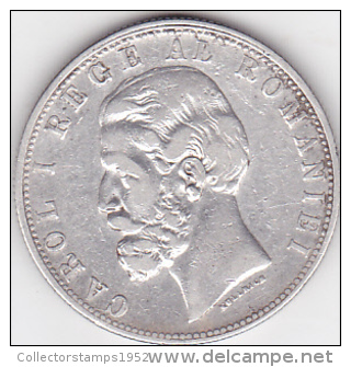 5963A  Coin - Kingdom Of Romania - 5 Lei 1881 - Carol I - Thin "G" In "Rege"/King - Silver - Rare - Mintage 570000 - Roumanie
