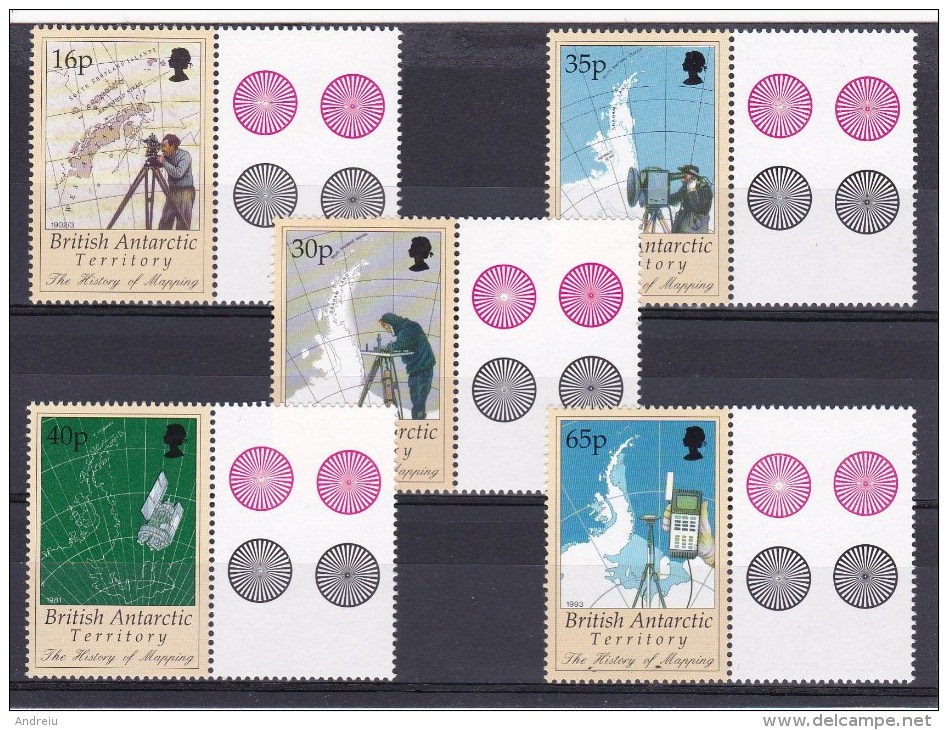 1998 British Antarctic Territory BAT - Cartographic History 5v With Tabs Mapping,landkarten, Scott 253/57 SG 281/85  MNH - Unused Stamps