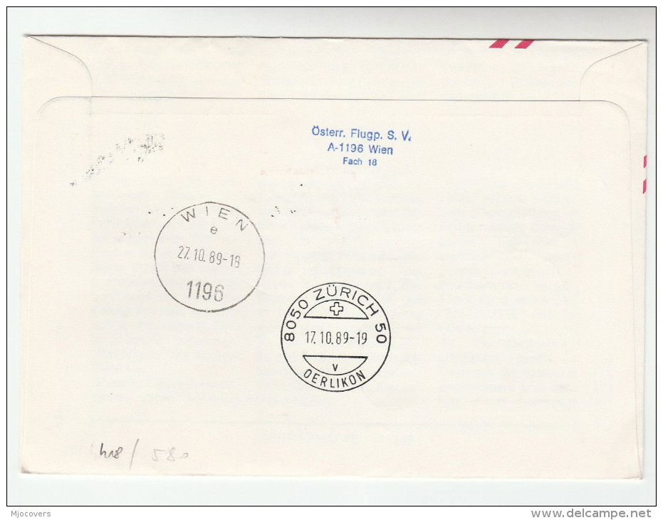 Registered Special FLIGHT COVER ' ASTRA 89; Pmk Illus SPACE ROCKET AIRCRAFT Vienna AUSTRIA To SWITZERLAND Aviation - Europe