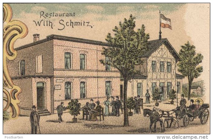 ALTE LITHO POSTKARTE GRUSS AUS GEISTINGEN HENNEF RESTAURANT WILHELM SCHMITZ KRANKENHAUS PASTORAT DREI KAISER EICHE AK - Hennef