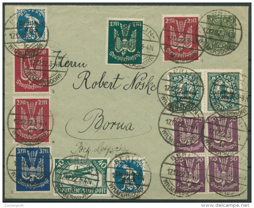 Deutsches Reich 1922 Brief Mit Seltener Flugpostmarke 2 X 216 B Geprüft - Briefe U. Dokumente