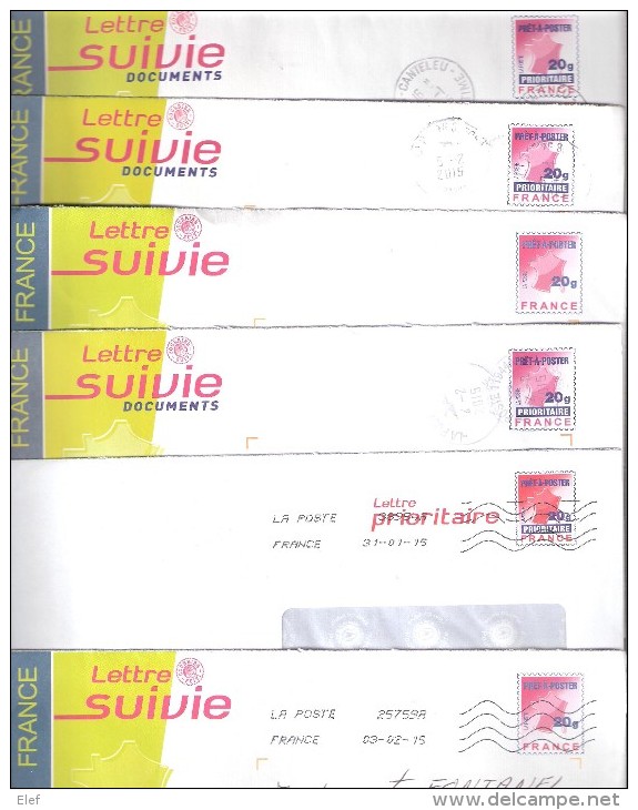 France, Lot De 15 Lettres PAP Suivie 20 G & Verte / Prioritaire Obl ; Ensemble TB - Lots Et Collections : Entiers Et PAP