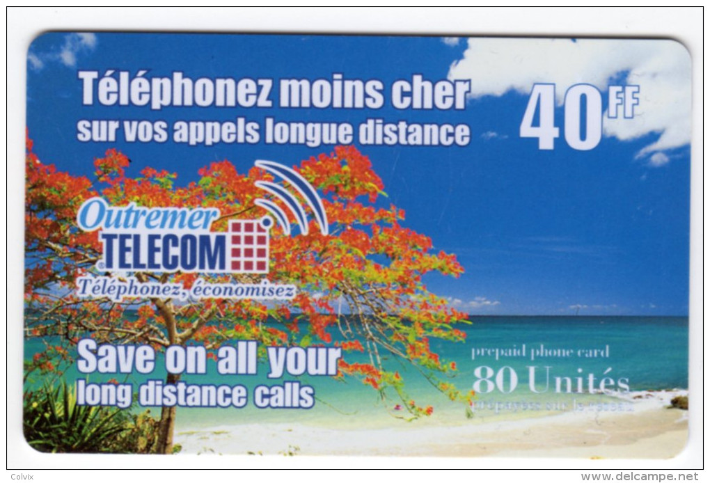 ANTILLES FRANCAISE OUTREMER TELECOM Ref MVCARD ANTF OT1 40 FF  1998 BRILLANT - Antille (Francesi)