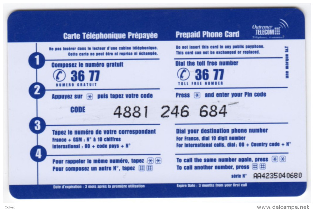 ANTILLES FRANCAISE OUTREMER TELECOM Ref MVCARD ANTF OT1 40 FF  1998 BRILLANT - Antillen (Frans)