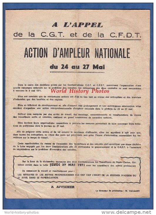 Revue Syndicaliste De Mai 1971 - Le Travailleur Du Papier Carton - Manifestations De Bellegarde ( Ain ) - CGT Syndicat - Other & Unclassified