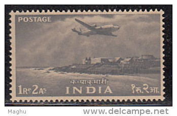 1r 2as  Marine Drive Bombay, Airplane, India MNH Five Year Plan 1955, - Ungebraucht