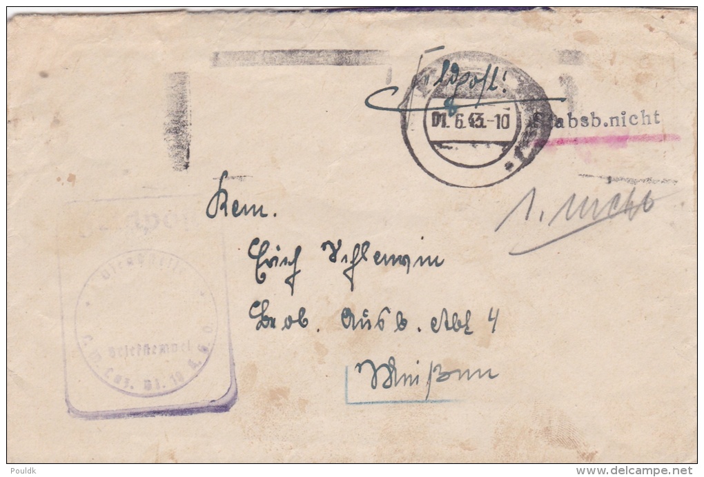 Feldpost WW2: From An Airforce Lazarett In Berlin To Beob. Ausb. Abt. 4 But Returned P/m 1.6.1943 - Cover Only  (G66-62) - Militaria