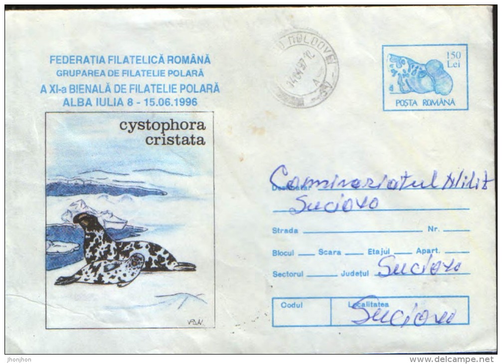 Romania - Stationery Cover 1996 - Arctic Wildlife - Cystophora Cristata (hooded Seal) - Fauna ártica
