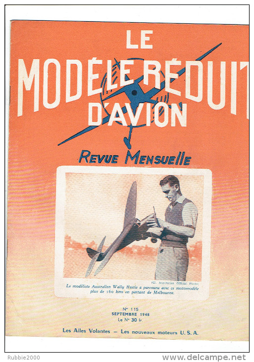 LE MODELE REDUIT D AVION 1948 LES MINUSCULES PLANS DU PLANEUR SARCELLE PLANEUR SCOLAIRE PELERIN LES MOTEURS AMERICAINS - France