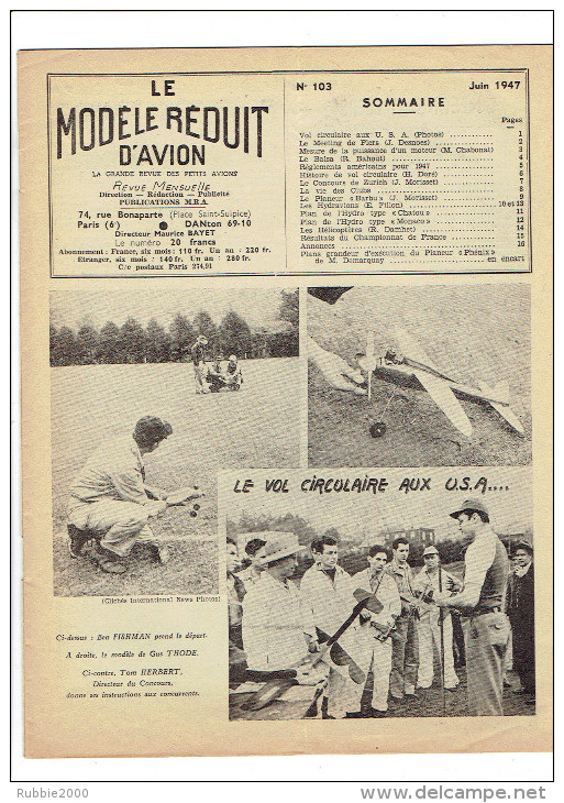 LE MODELE REDUIT D AVION 1947 MEETING DE FLERS DE LORNE LE PLANEUR BARBU PLANEUR PHENIX PLAN HYDRO TYPE CHATOU ET MONACO - France