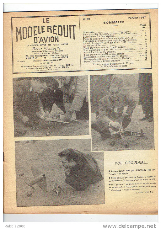 LE MODELE REDUIT D AVION 1947 MAQUETTE VOLANTE DU VULTEE XP 54 LE WHIP POWER PLAN DU D.520 APPAREILS A AILES BATTANTES - France