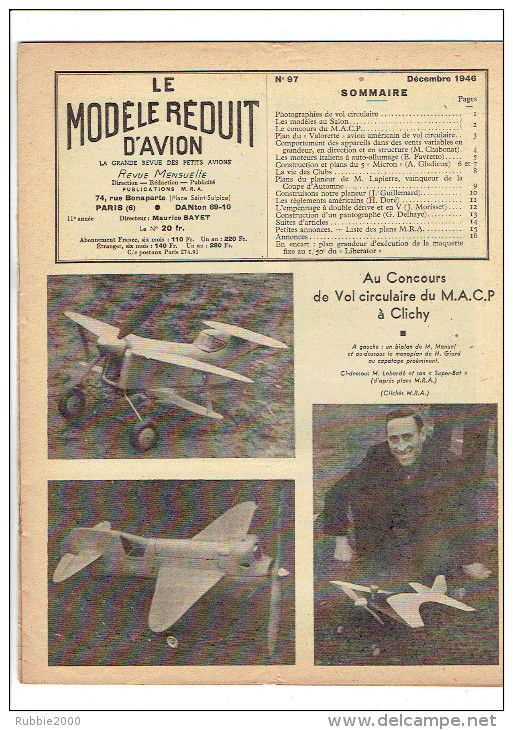 LE MODELE REDUIT D AVION 1946 PLAN DU VALORETTE PLAN DU PLANEUR MAQUETTE DU LIBERATOR CONSTRUCTION D UN PANTOGRAPHE - Frankreich