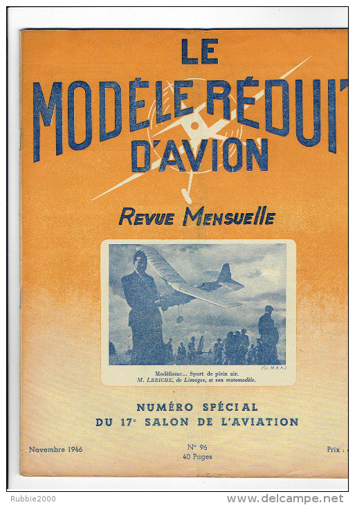 LE MODELE REDUIT D AVION 1946 SALON DE L AVIATION PLAN PLANEUR POUR DEBUTANTS ET MOTOMODELE WEEK END HYDRAVION LIBELLULE - France