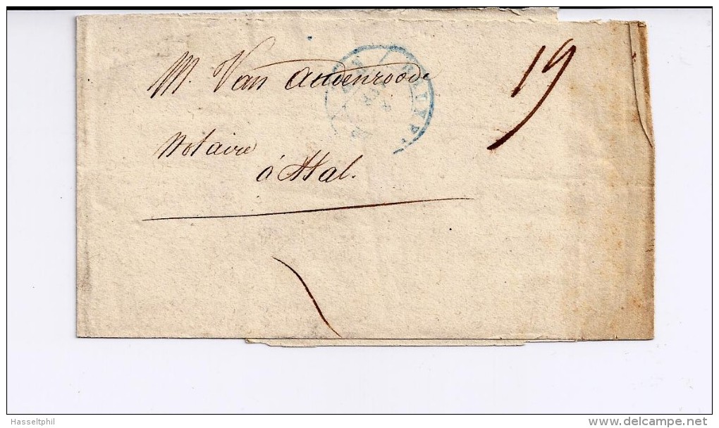 Bande D'imprimé De Bruxelles PP Vers Hal 1849  - Cachet Pour Imprimé - 1830-1849 (Independent Belgium)