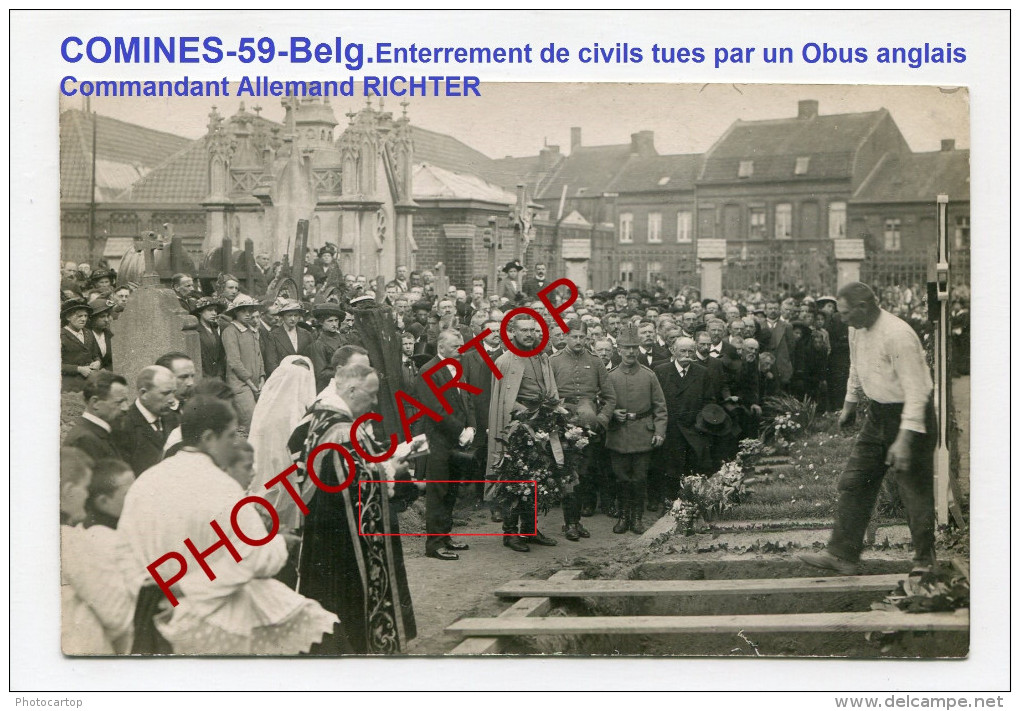 COMINES-KOMEN-Commandant RICHTER-Enterrement De CIVILS-Carte Photo Allemande-Guerre-14-18-1WK-BELGIEN-FRANCE-59- - Comines-Warneton - Komen-Waasten