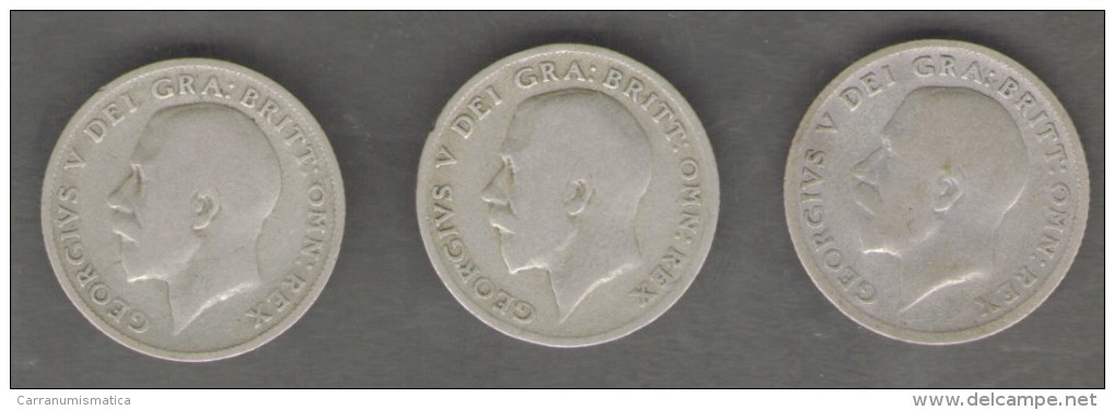 GRAN BRETAGNA SERIE 3 MONETE SIX PENCE 1921 1922 1923 - H. 6 Pence