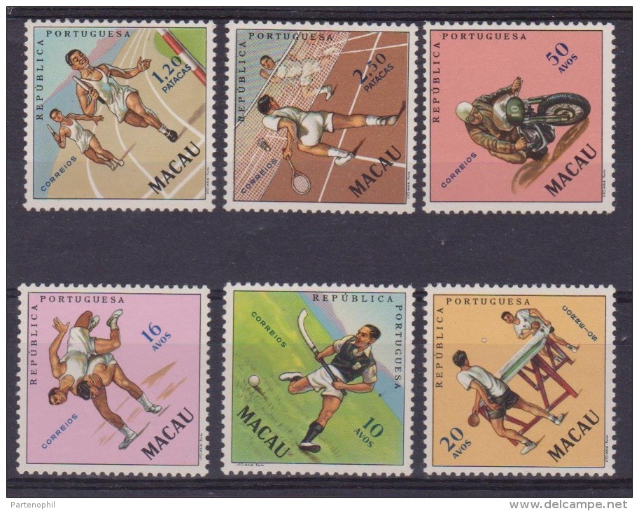 1964 MACAO MACAU SPORT 6 VAL MNH 422/7 TENNIS DA TAVOLO - ATLETICA - LOTTA LIBERA - ECT.. - Sonstige & Ohne Zuordnung