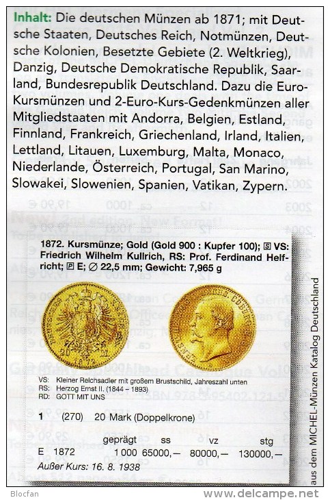 MICHEL Münzen Deutschland 2015 Neu 27€ D DR Ab 1871 III.Reich BRD Berlin DDR Numismatik Coin Catalogue 978-3-95402-107-9 - Collections