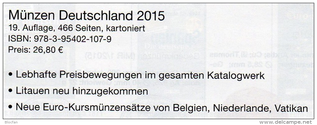 MICHEL Münzen Deutschland 2015 Neu 27€ D DR Ab 1871 III.Reich BRD Berlin DDR Numismatik Coin Catalogue 978-3-95402-107-9 - Altri – Europa