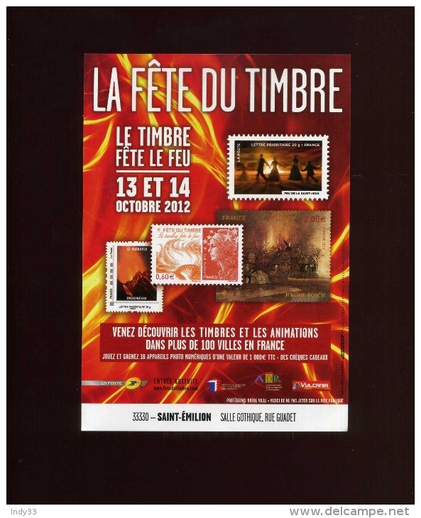 - FRANCE 33 . SAINT EMILION . PROSPECTUS LA FETE DU TIMBRE . 13/14 JUILLET 2012 . - Other & Unclassified