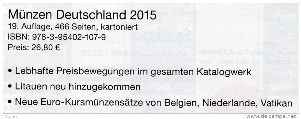 MICHEL Münzen Deutschland 2015 Neu 27€ D DR Ab 1871 III.Reich BRD Berlin DDR Numismatik Coin Catalogue 978-3-95402-107-9 - Other & Unclassified