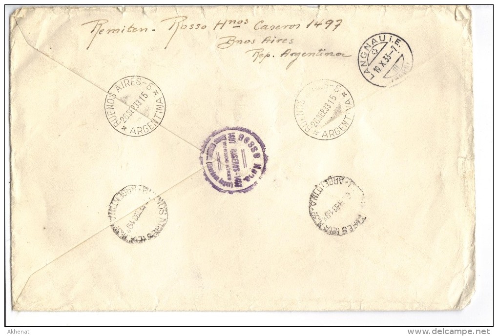 636/600 - ARGENTINA 28/9/1933 , Raccomandata Per La Svizzera. Busta Grande - Storia Postale