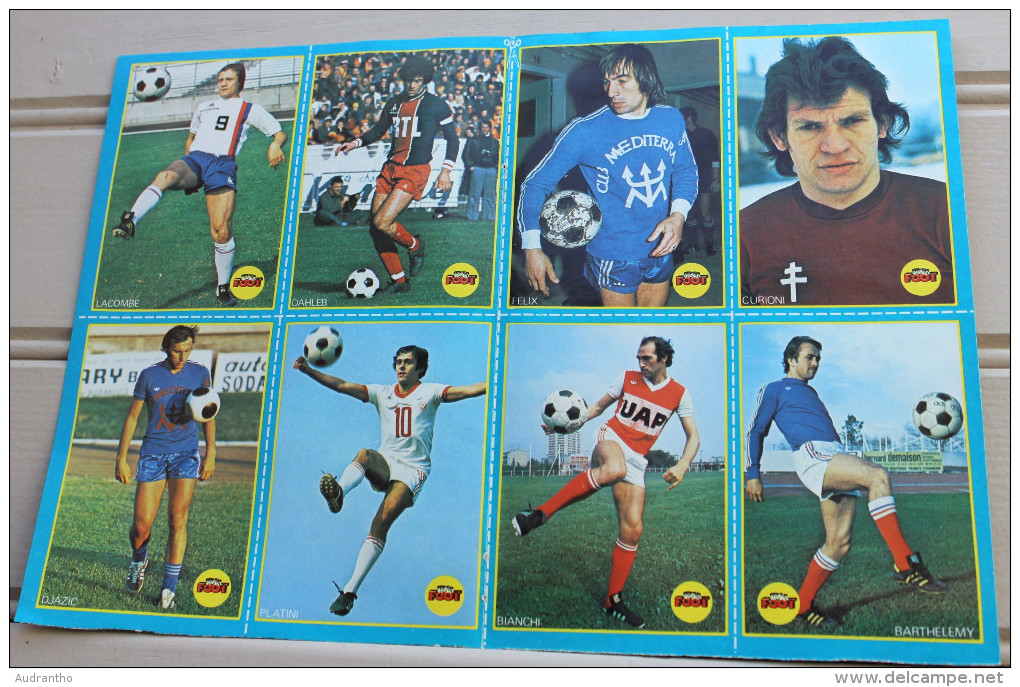 8 Autocollant Football Joueur De Légende PLATINI LACOMBE DJAZIC BIANCHI BARTHELEMY Années 70 - Bekleidung, Souvenirs Und Sonstige