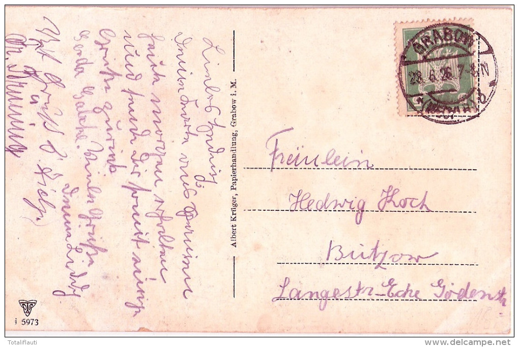 GRABOW Mecklenburg Realschule Und Kriegerdenkmal 28.6.1926 Gelaufen Color - Ludwigslust