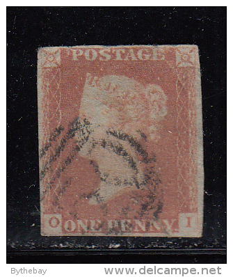 Great Britain Used Scott #3 1p Victoria Position ´OI´ - Close Margins - Used Stamps